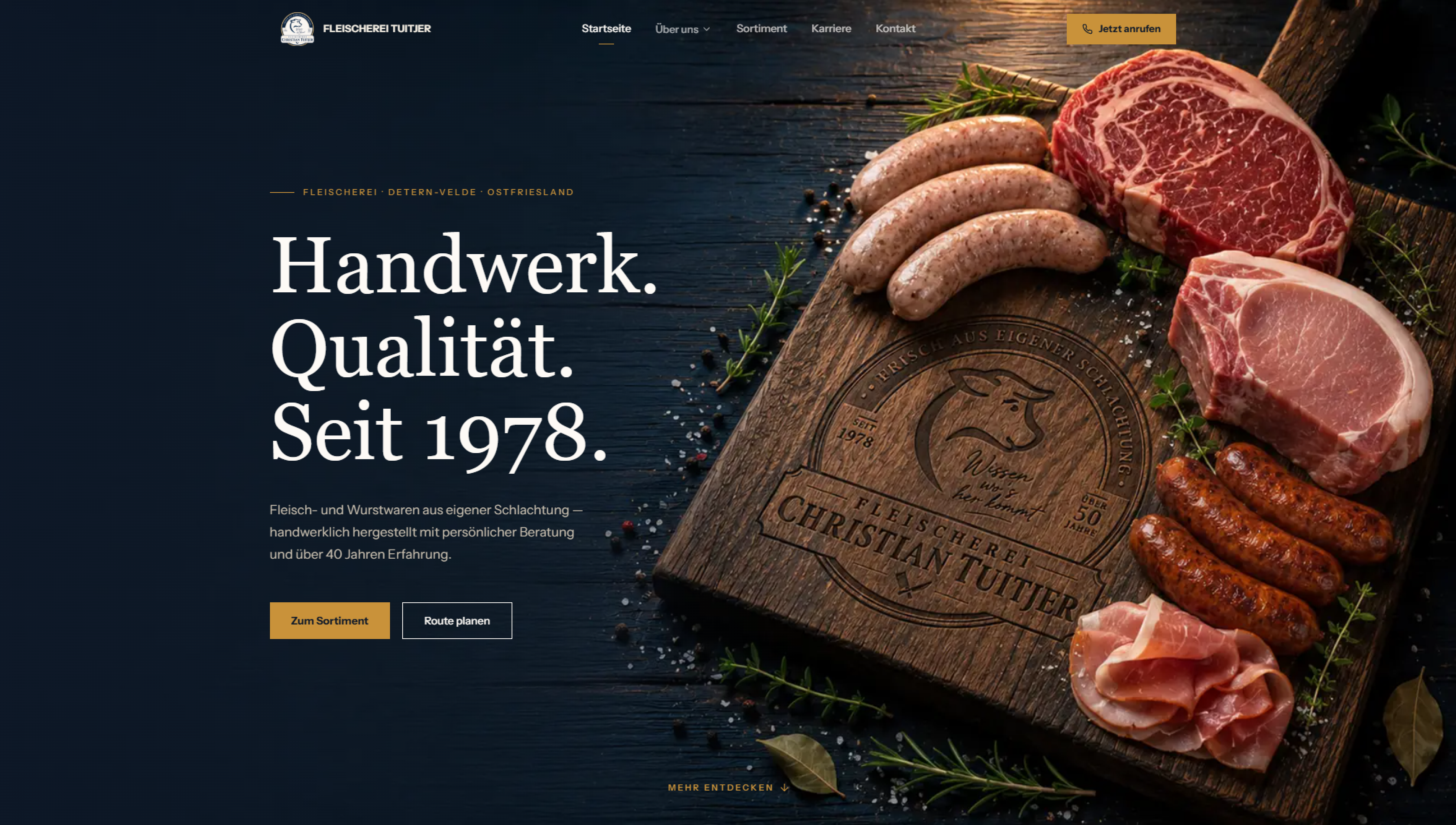 Website-Projekt für Fleischerei Tuitjer